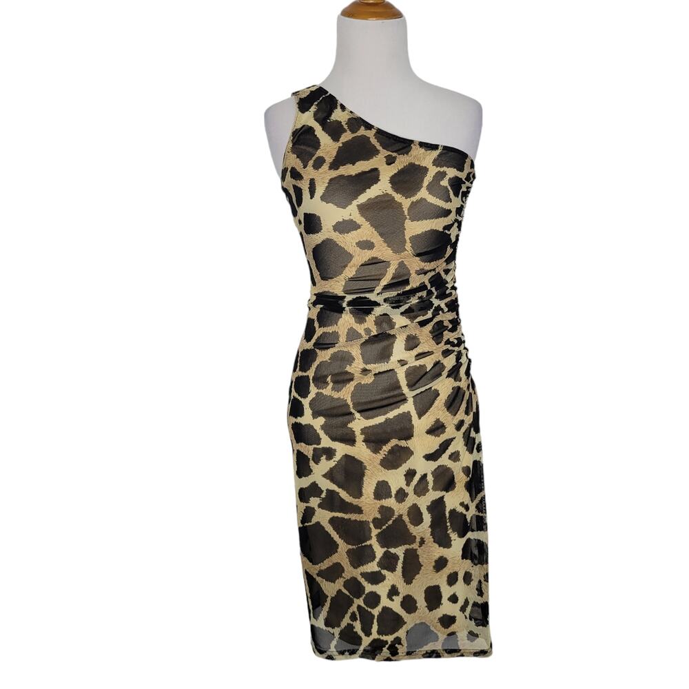 Joseph Ribkoff One Shoulder Bodycon Dress Animal Print Sexy Night Out Women 2